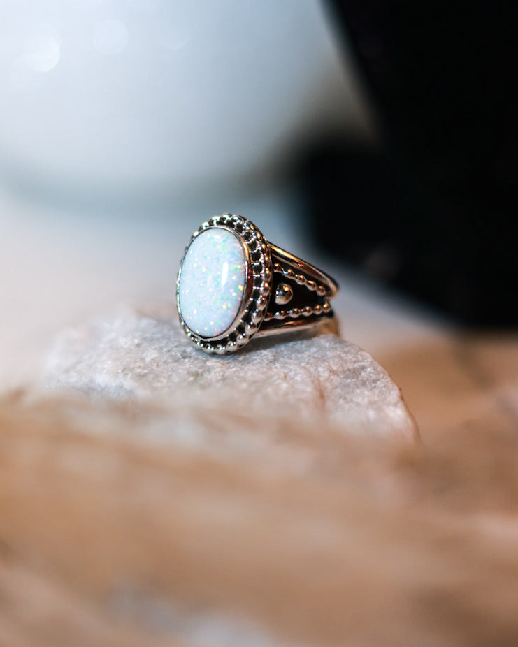 Opal Ring | Size 6 - Smokin' Blues Turquoise