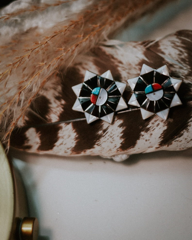 Zuni Earrings - Smokin' Blues Turquoise