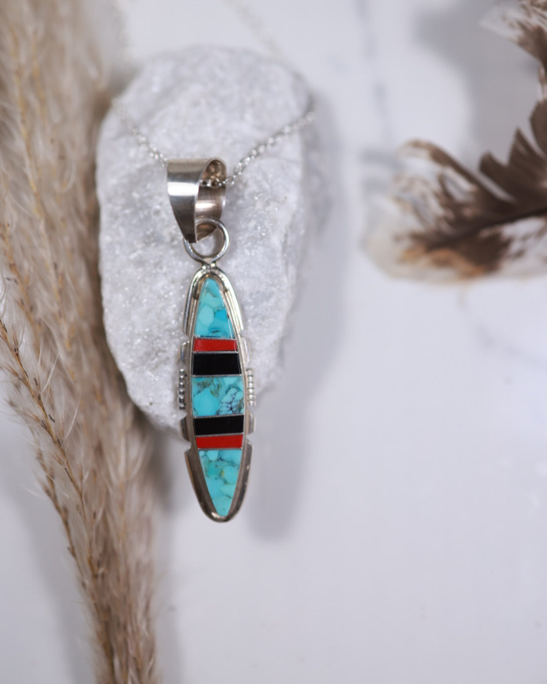 Turquoise Inlay Pendant - Smokin' Blues Turquoise
