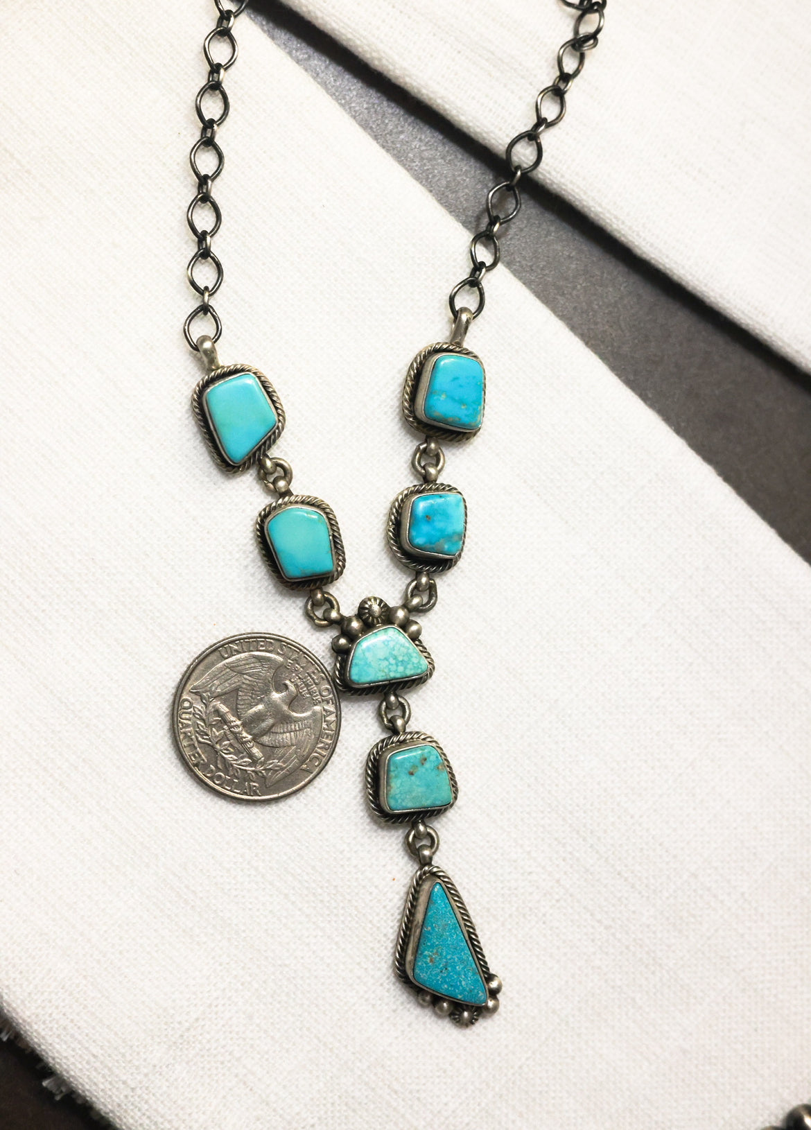 Authentic Turquoise Necklace and Earrings Set - Smokin' Blues Turquoise