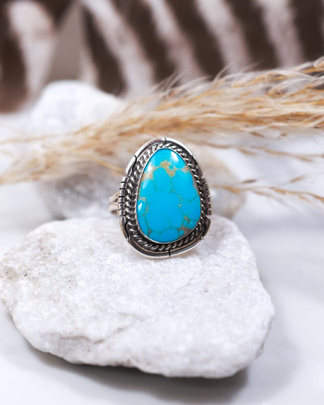 Turquoise Ring | Size 8.5 - Smokin' Blues Turquoise