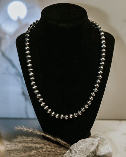 Navajo Pearl Necklace - 10MM 20” - Smokin' Blues Turquoise
