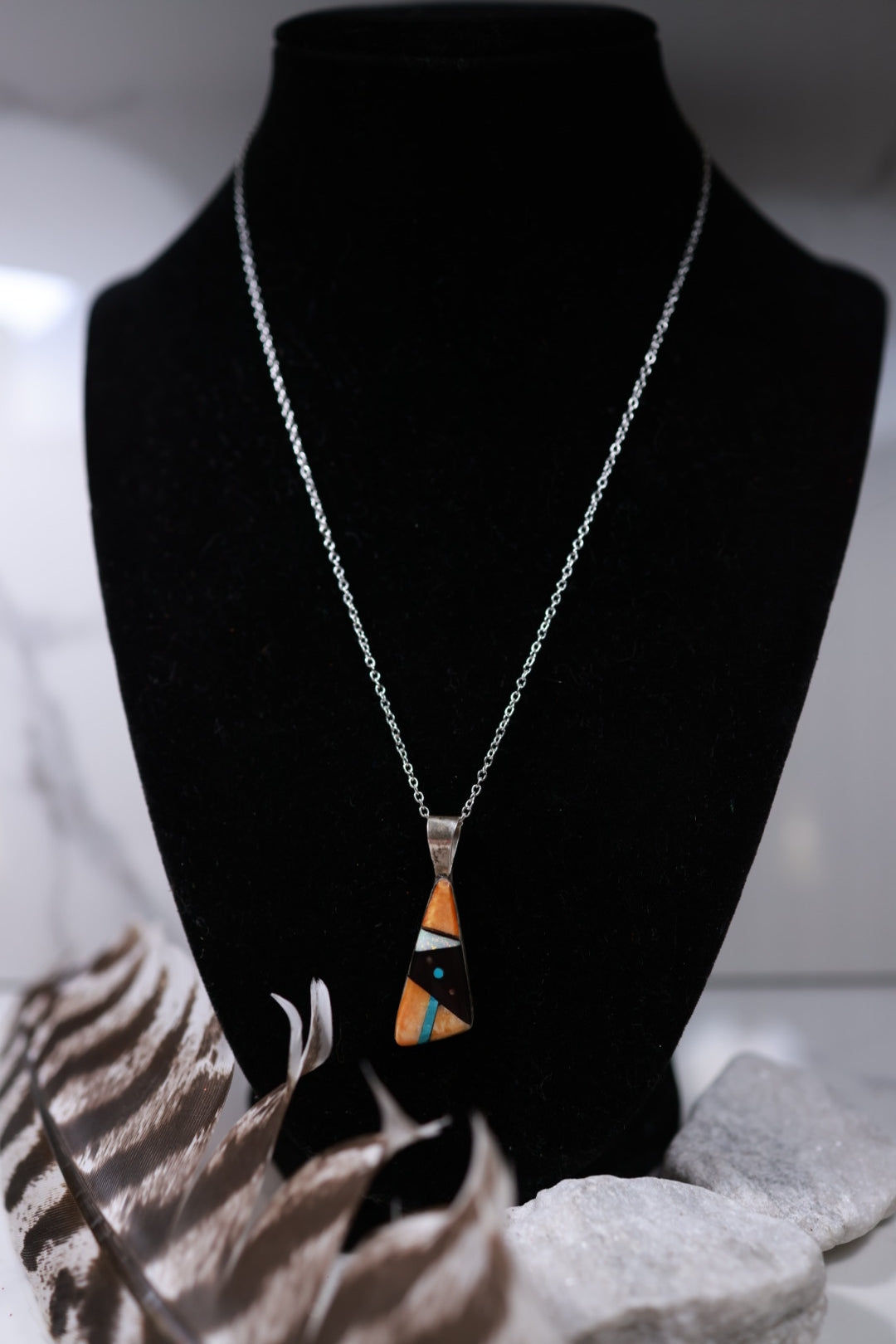 Zuni Inlay Pendant - Smokin' Blues Turquoise
