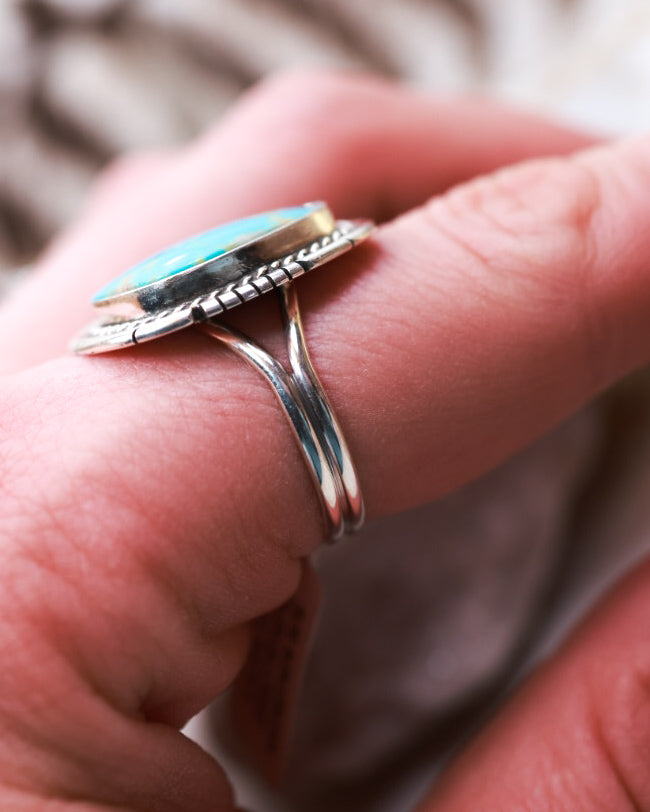 Turquoise Ring | Size 8.5 - Smokin' Blues Turquoise