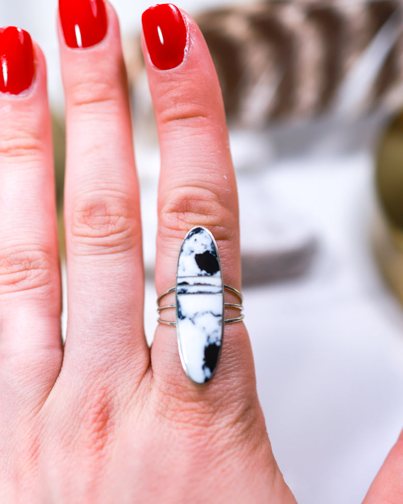 White Buffalo Ring | Size 9 - Smokin' Blues Turquoise