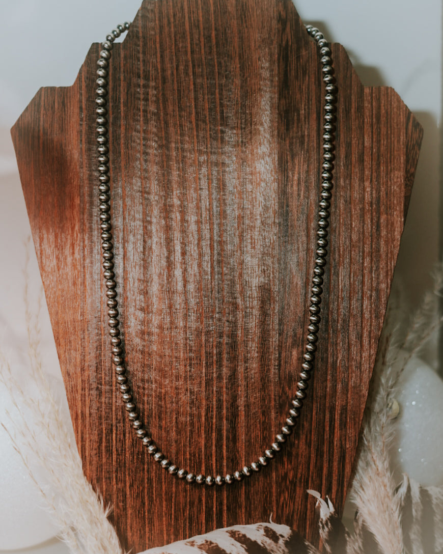 Navajo Pearl Necklace - 24” 5MM - Smokin' Blues Turquoise