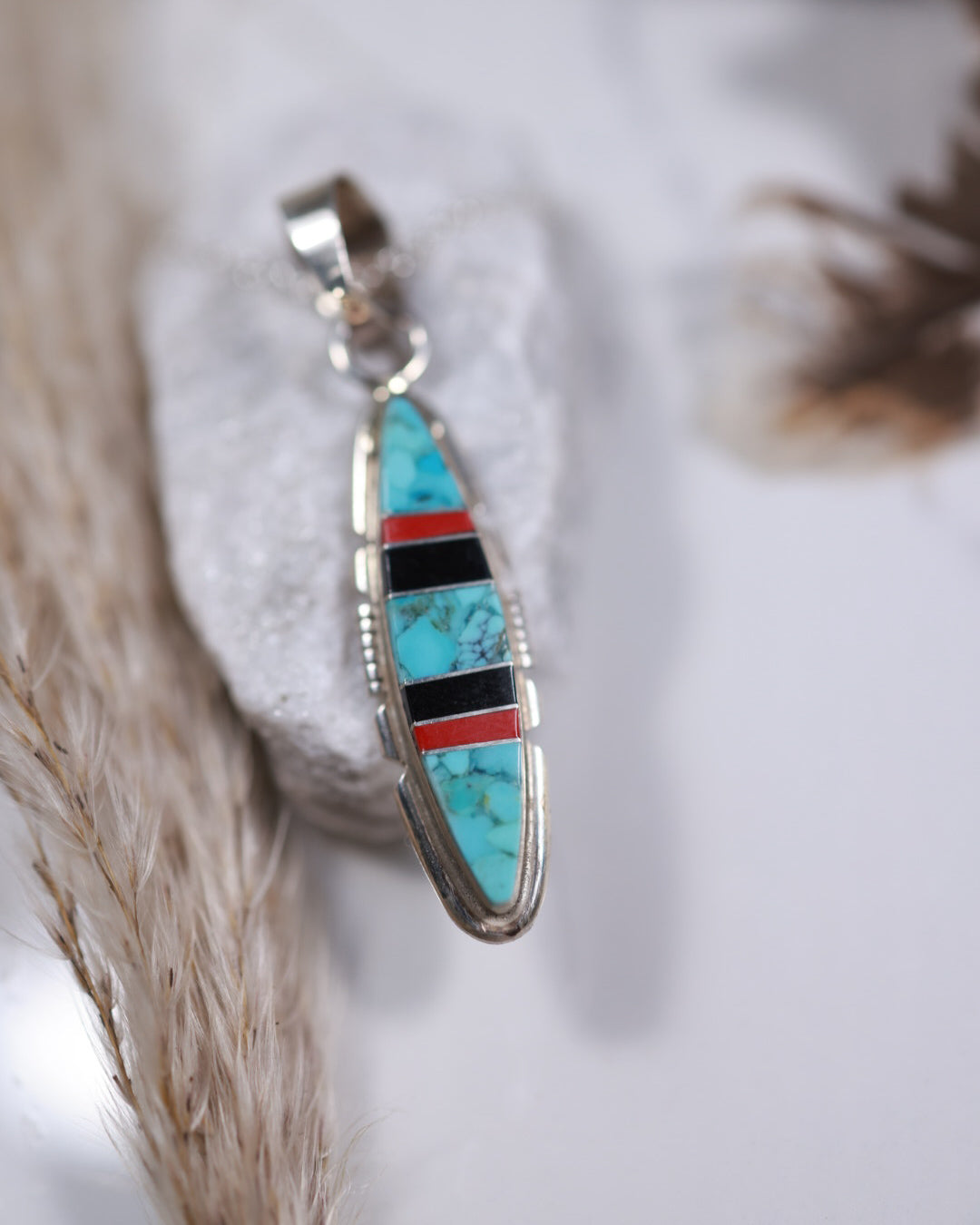 Turquoise Inlay Pendant - Smokin' Blues Turquoise
