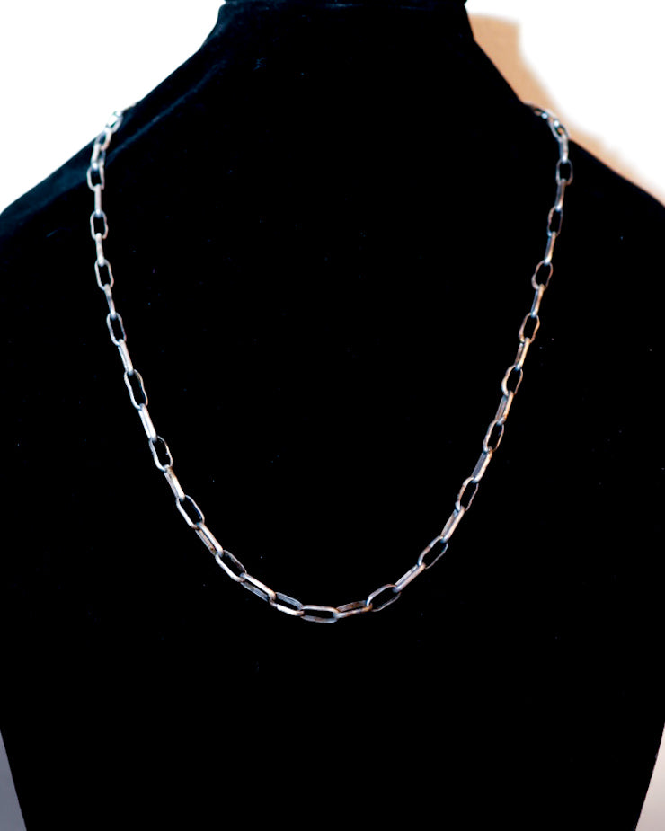 Sterling Paper Clip Necklace - 28” - Smokin' Blues Turquoise