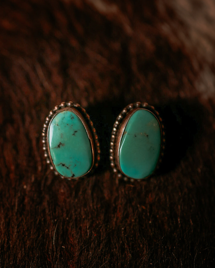Turquoise Post Earrings - Smokin' Blues Turquoise