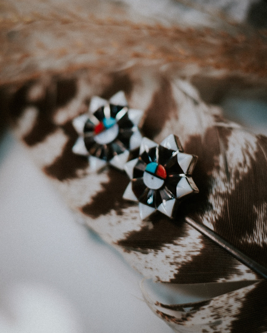 Zuni Earrings - Smokin' Blues Turquoise