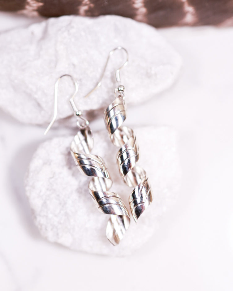Sterling Twist Earrings - Smokin' Blues Turquoise
