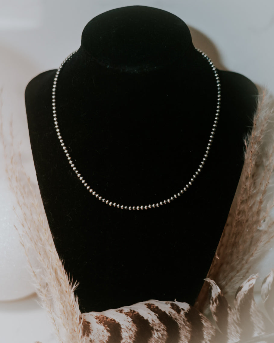Navajo Pearl Necklace - 3MM 16” - Smokin' Blues Turquoise