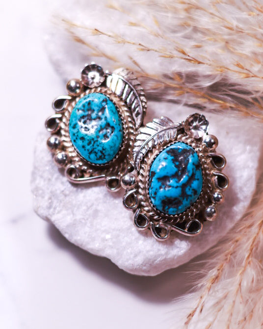 Turquoise Earrings - Smokin' Blues Turquoise