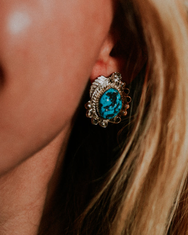 Turquoise Earrings - Smokin' Blues Turquoise
