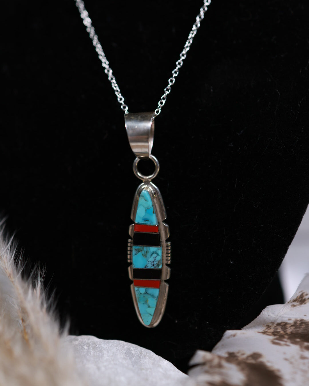 Turquoise Inlay Pendant - Smokin' Blues Turquoise