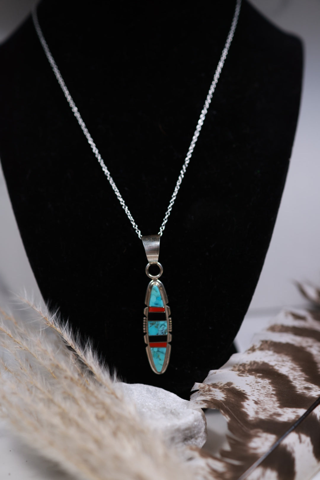 Turquoise Inlay Pendant - Smokin' Blues Turquoise