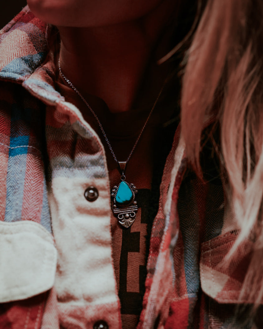 Turquoise Pendant - Smokin' Blues Turquoise