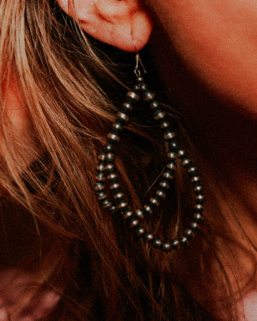 Navajo Pearl Earrings - Smokin' Blues Turquoise
