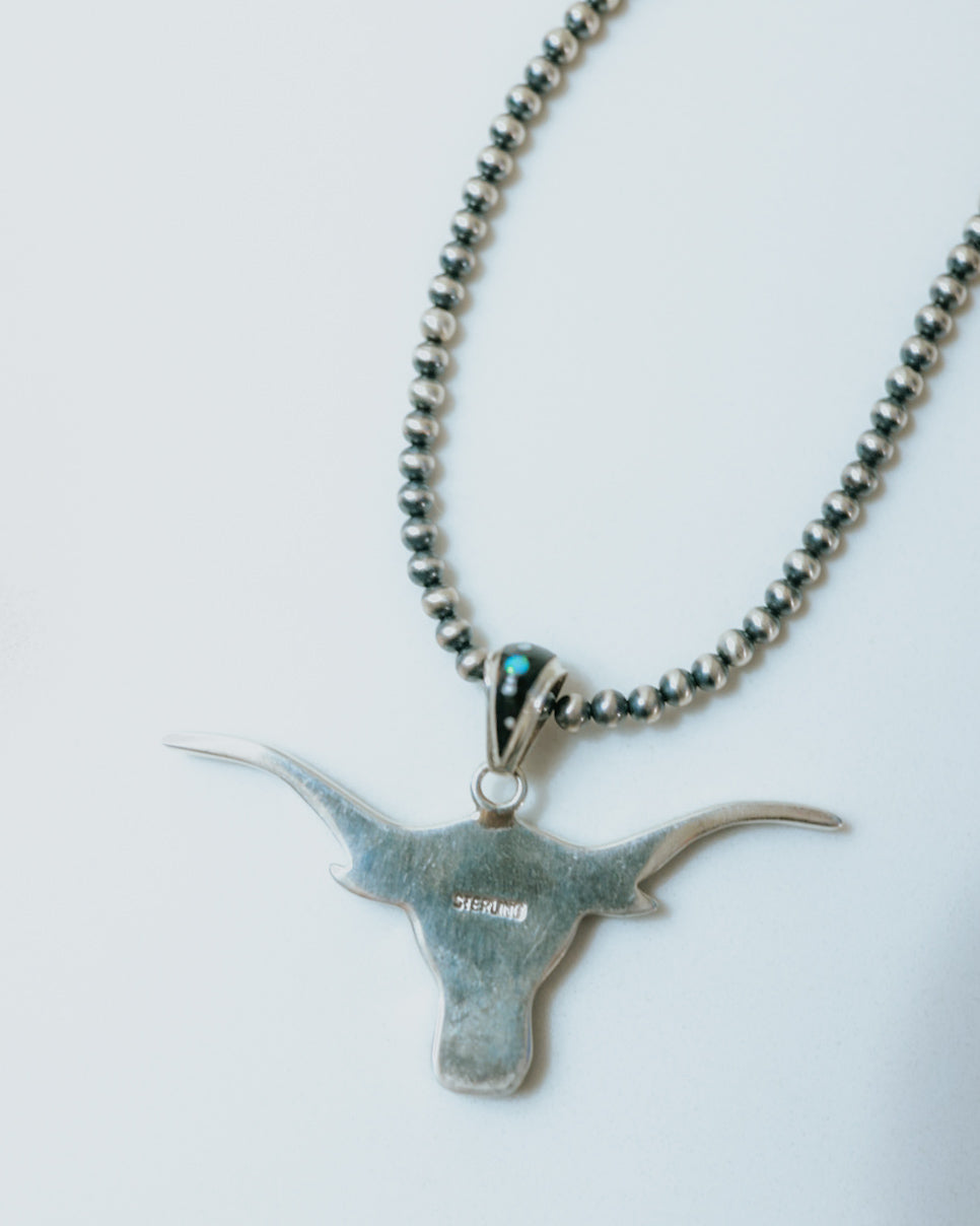 Zuni Longhorn Pendant - Smokin' Blues Turquoise