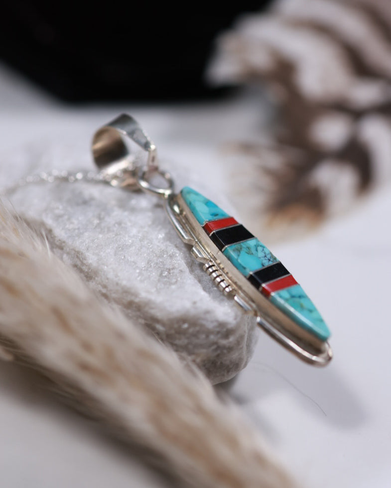 Turquoise Inlay Pendant - Smokin' Blues Turquoise
