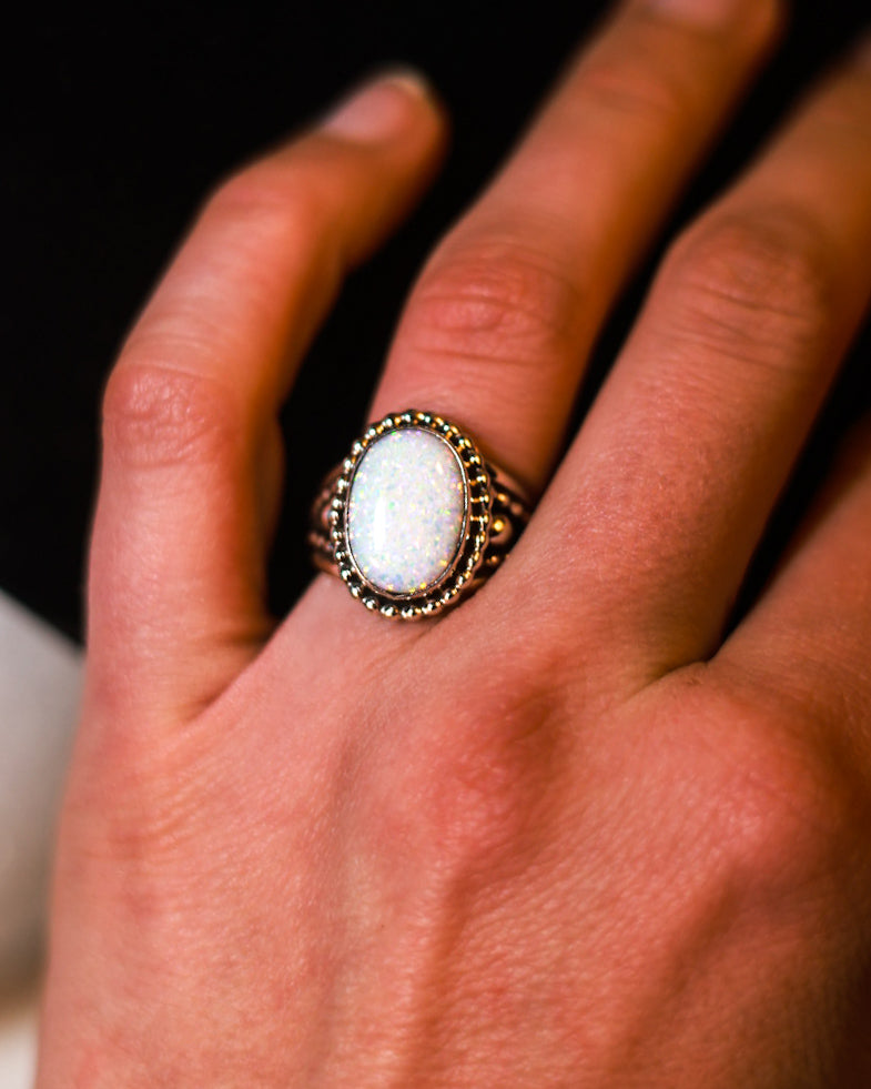 Opal Ring | Size 6 - Smokin' Blues Turquoise