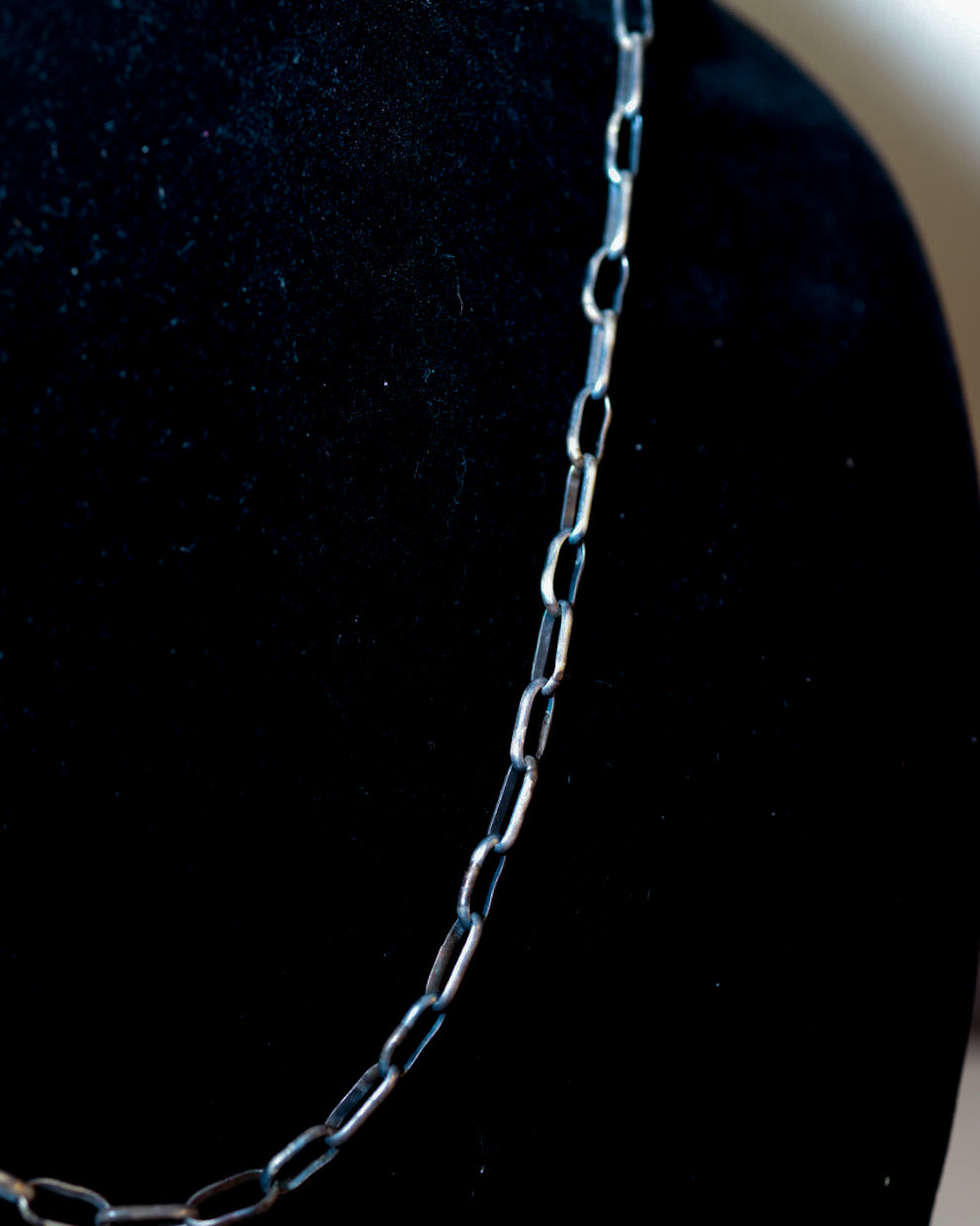 Sterling Paper Clip Necklace - 28” - Smokin' Blues Turquoise