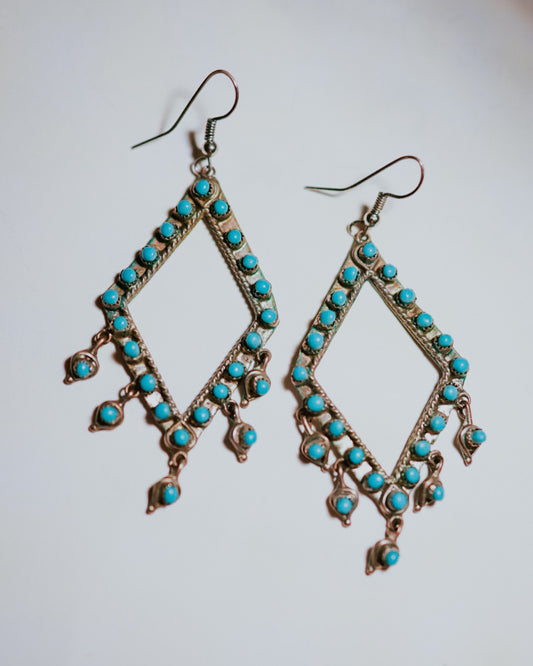 Turquoise Chandelier Earrings - Smokin' Blues Turquoise