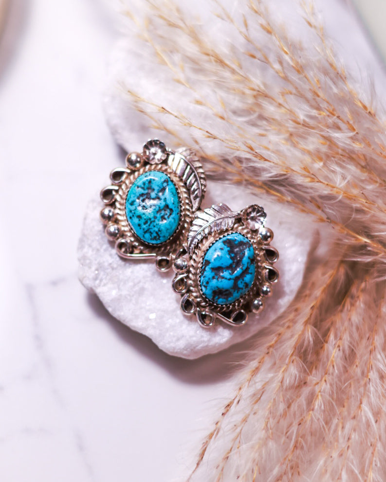 Turquoise Earrings - Smokin' Blues Turquoise