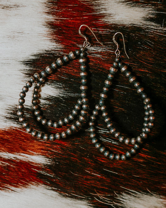 Navajo Pearl Earrings - Smokin' Blues Turquoise