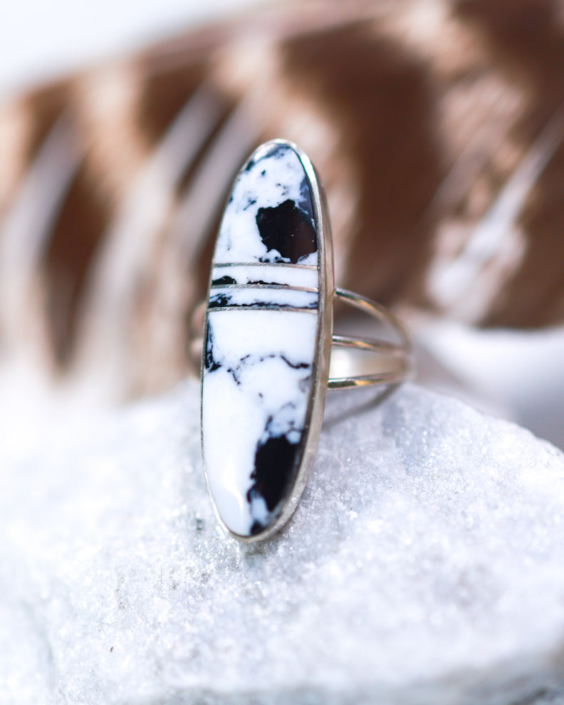 White Buffalo Ring | Size 9 - Smokin' Blues Turquoise