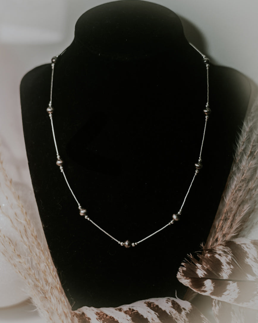 Navajo Pearl Necklace - 6MM 18” - Smokin' Blues Turquoise
