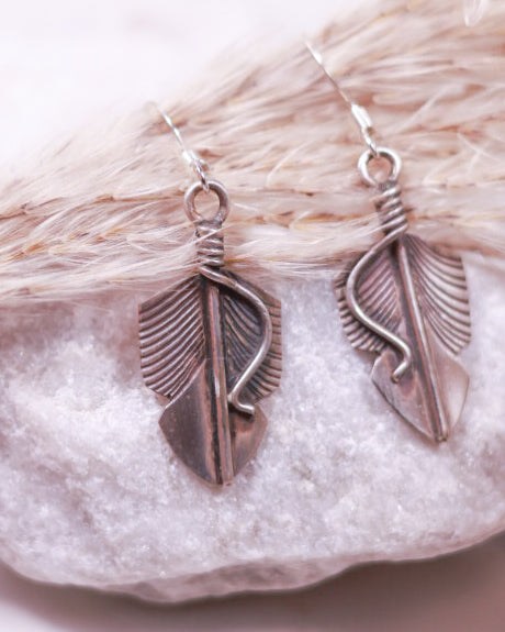 Sterling Feather Earrings - Smokin' Blues Turquoise