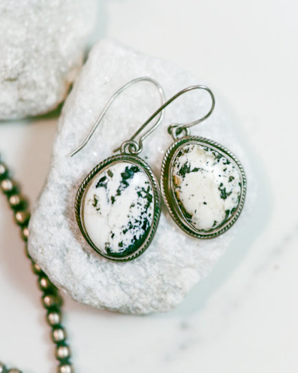 White Buffalo Earrings - Smokin' Blues Turquoise