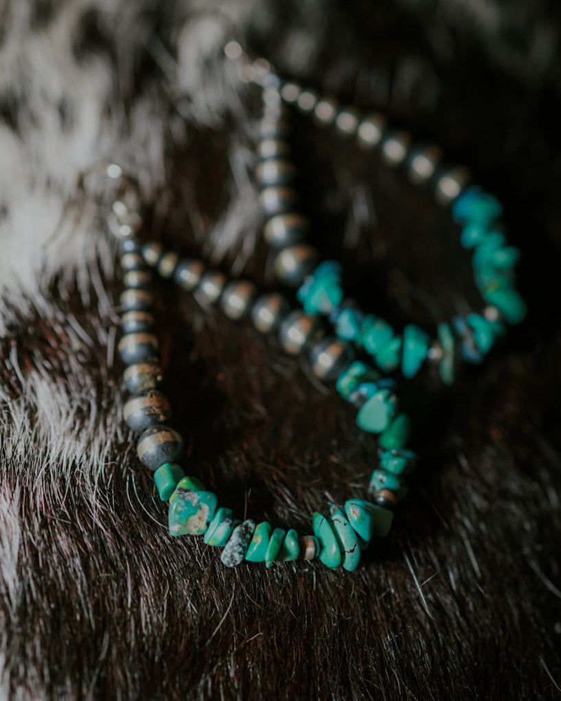 Navajo Pearl Earrings - Smokin' Blues Turquoise