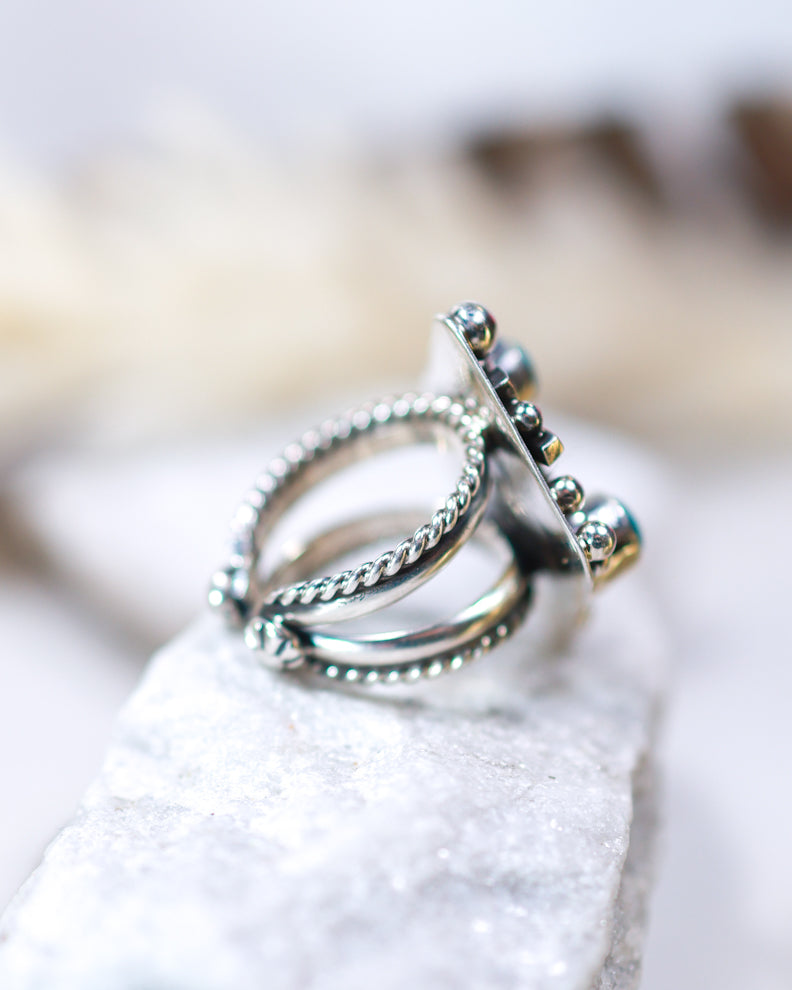 Turquoise Ring | Adjustable - Smokin' Blues Turquoise