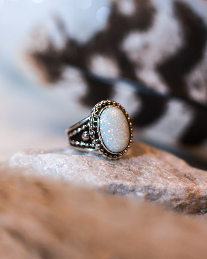 Opal Ring | Size 6 - Smokin' Blues Turquoise