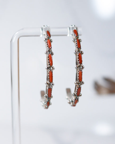 Coral Hoop Earrings - Smokin' Blues Turquoise