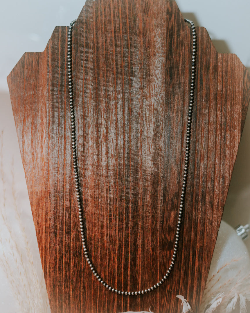 Navajo Pearl Necklace - 3MM 24” - Smokin' Blues Turquoise