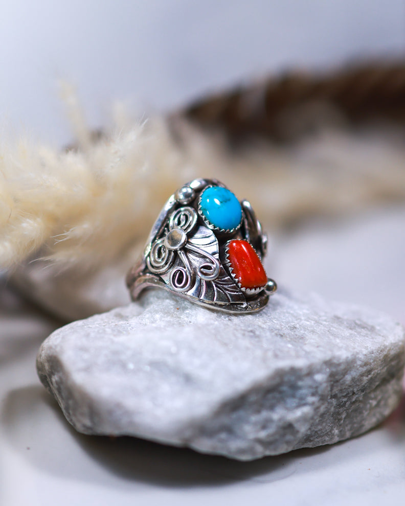 Turquoise Ring | Size 12.5 - Smokin' Blues Turquoise
