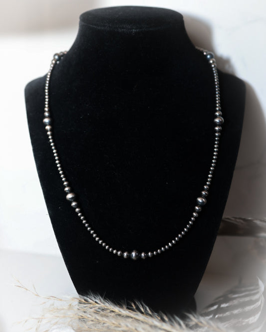 Navajo Pearl Necklace - 20” - Smokin' Blues Turquoise