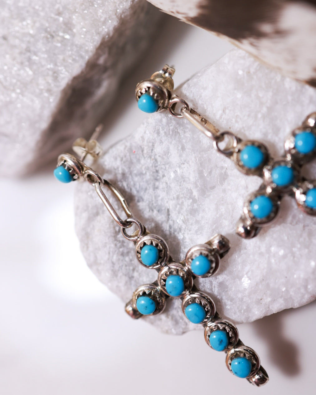 Turquoise Cross Earrings - Smokin' Blues Turquoise