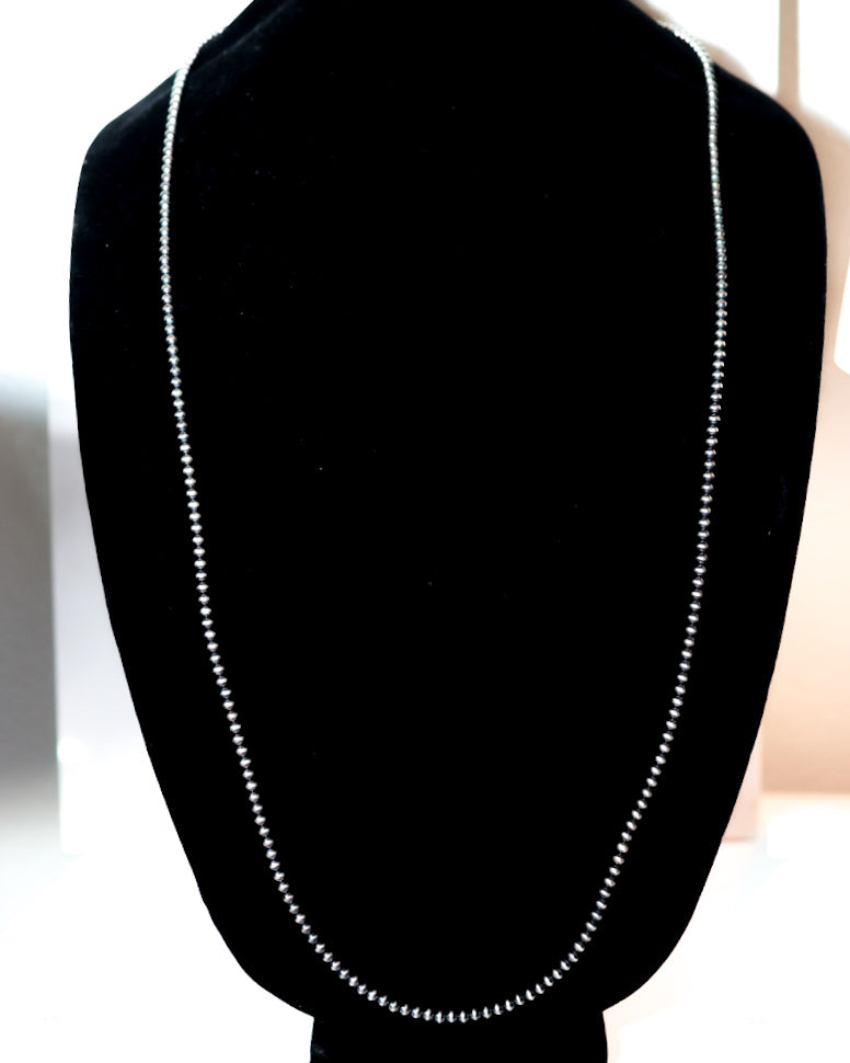 Navajo Pearl Necklace - 4MM 40” - Smokin' Blues Turquoise