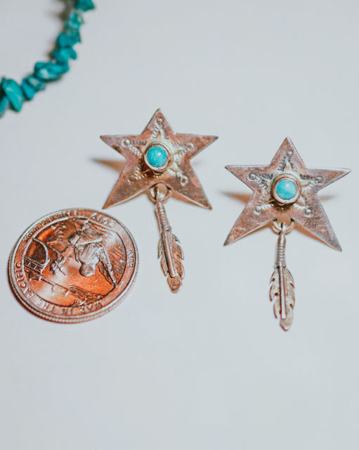 Turquoise Star Post Earrings - Smokin' Blues Turquoise