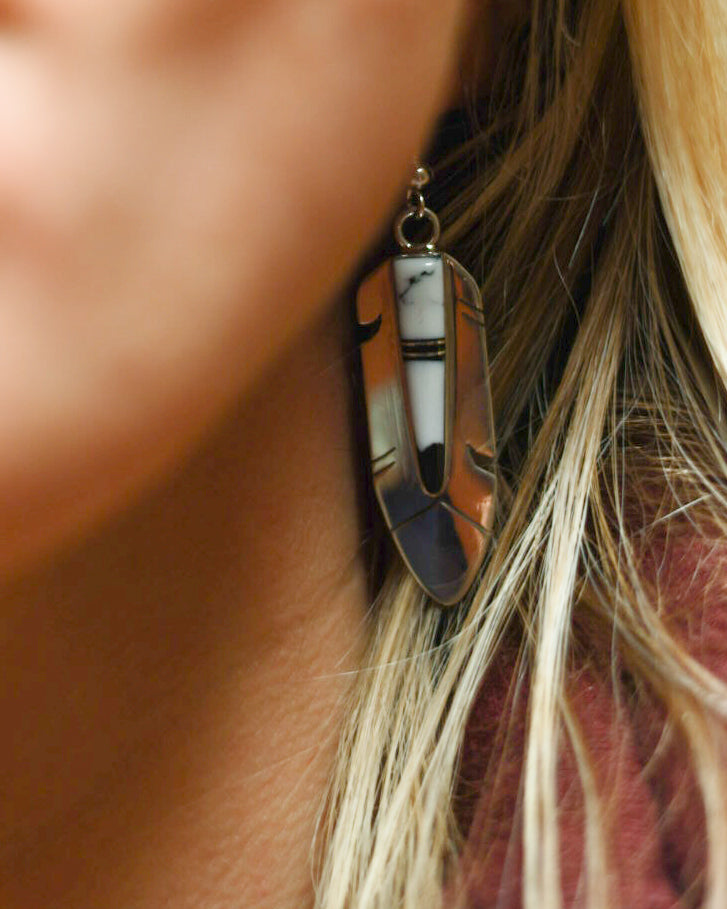 White Buffalo Earrings - Smokin' Blues Turquoise
