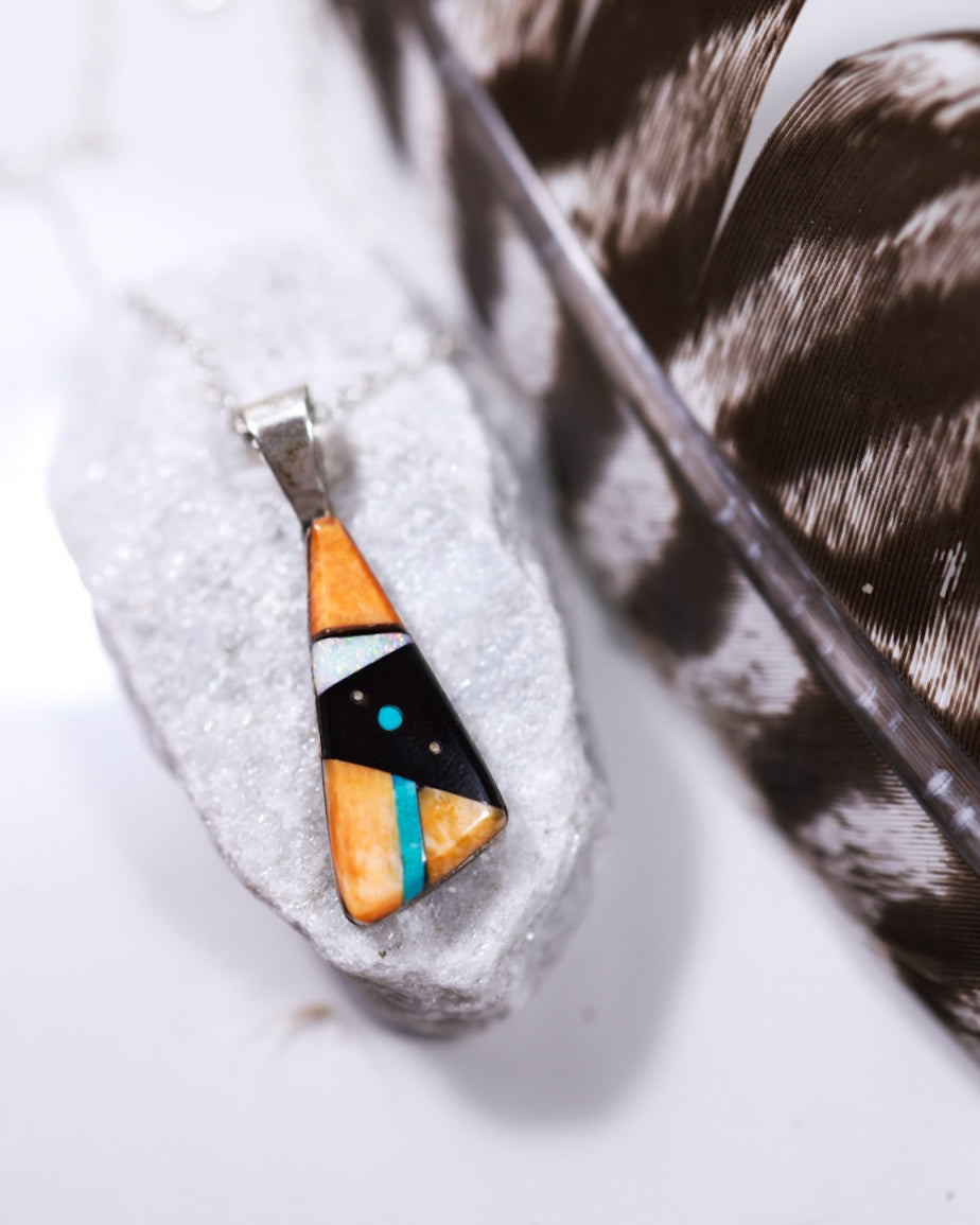 Zuni Inlay Pendant - Smokin' Blues Turquoise