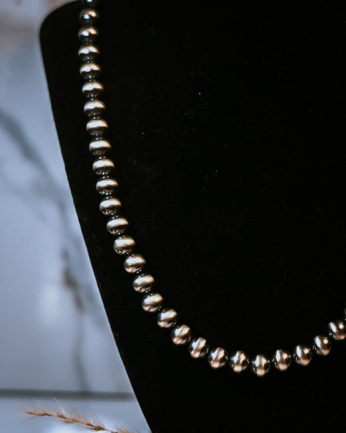 Navajo Pearl Necklace - 10MM 20” - Smokin' Blues Turquoise