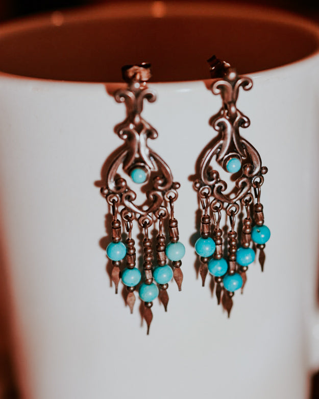 Turquoise Earrings - Smokin' Blues Turquoise