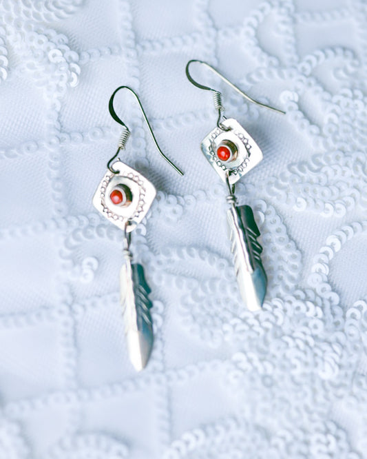 Coral Earrings - Smokin' Blues Turquoise