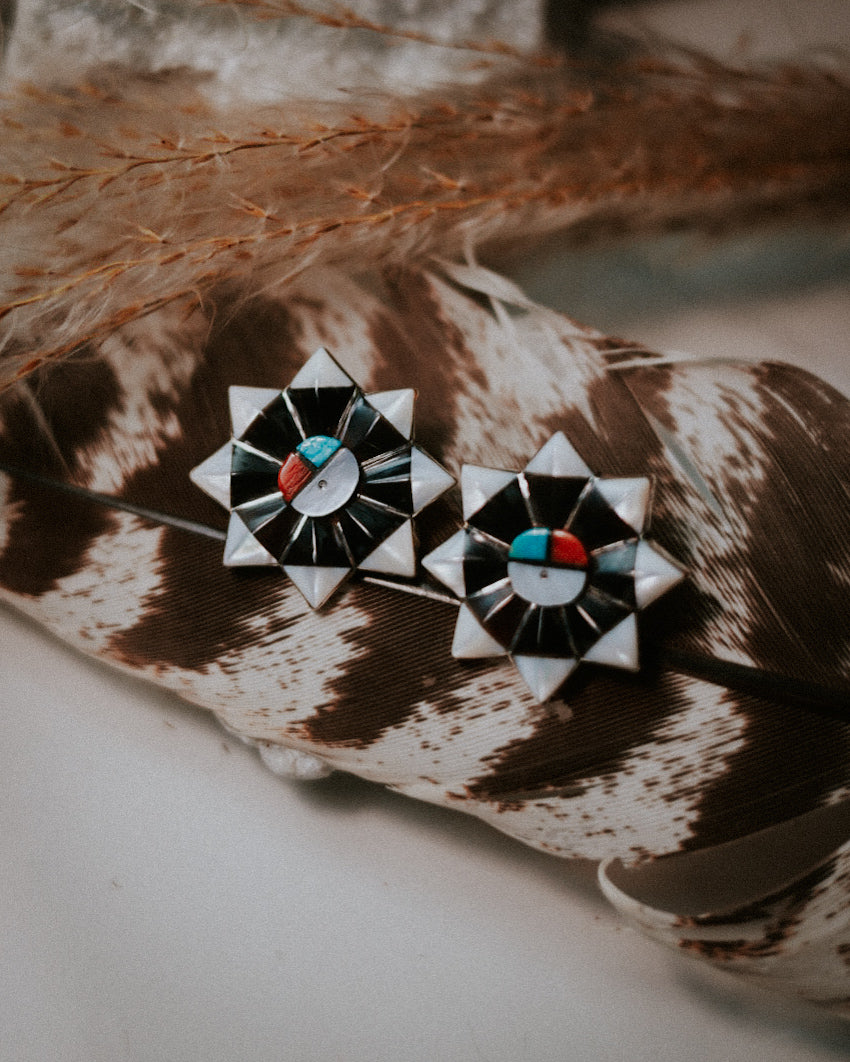 Zuni Earrings - Smokin' Blues Turquoise
