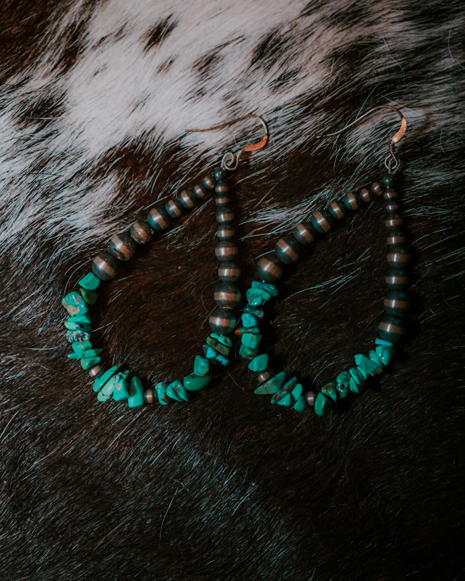 Navajo Pearl Earrings - Smokin' Blues Turquoise